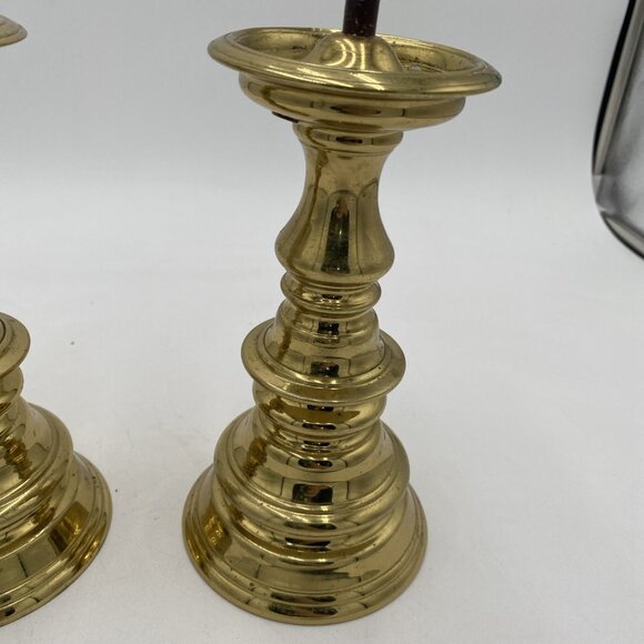 Vintage Virginia Metalcrafters Williamsburg Brass Candlesticks 10" Candle Set 2 - Picture 3 of 14